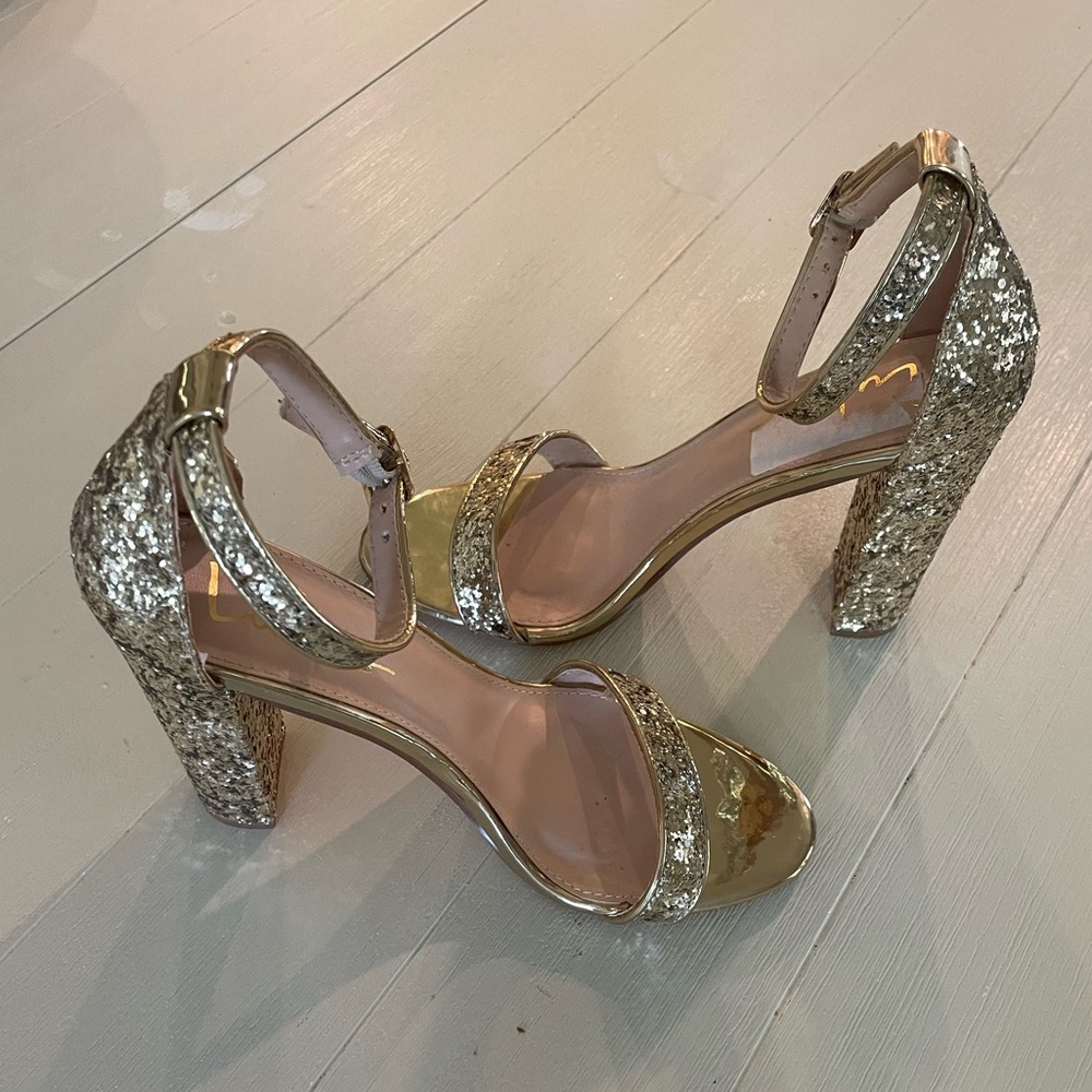 Gold Glitter Lulus Heels